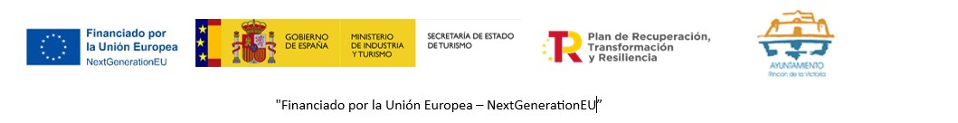 Logos: NextGenerationEU (PRTR), Ministerio Industria y Turismo y Ayto. de Rincón de la Victoria.