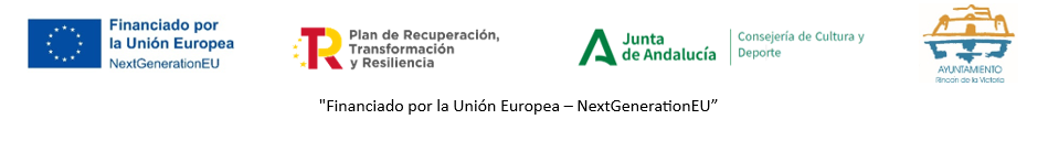 Logos: NextGenerationEU (PRTR), Junta Andalucia y Ayto. de Rincón de la Victoria.
