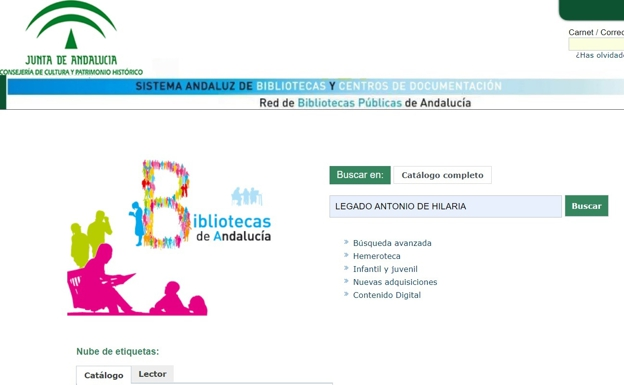 Captura del Opac Junta de Andalucía