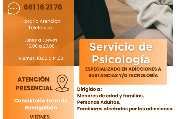 Cartel con la información del Servicio de Información y Orientación en adicciones